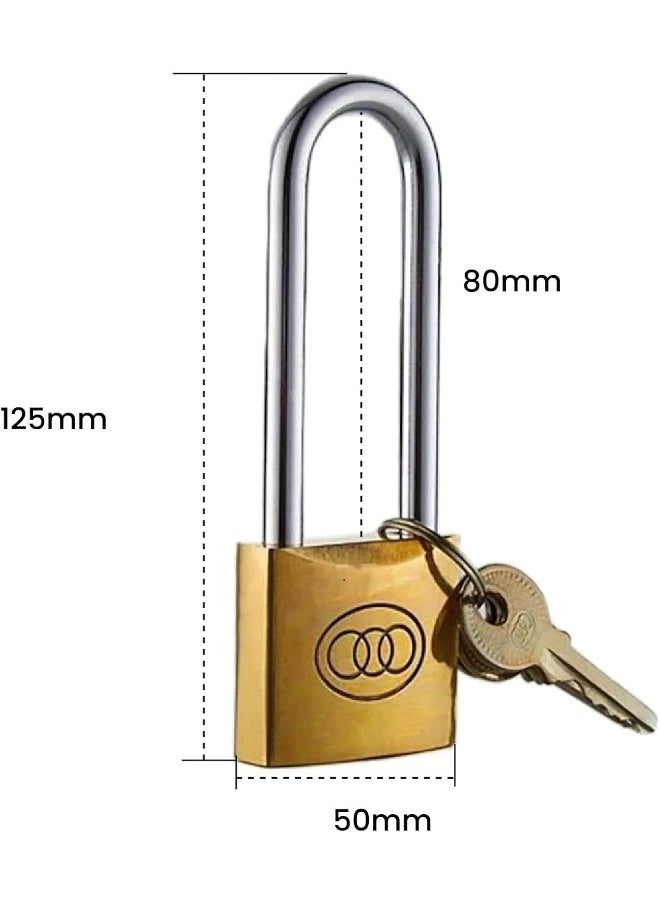 Biella Long Shackle Padlock With Keys - Outdoor Security Padlock For Shed, Garage, Garden, Gate (50Mm)  - Image 2