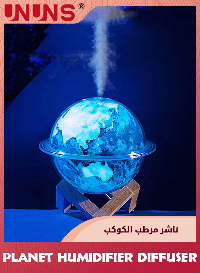 UNUNS Mini Diffuser Humidifier & Night Light,Innovative Planet Light Humidifier,2 IN 1 LED Night Light And Humidifier,Cool Mist Humidifiers,USB Humidifiers With Stand,Earth Night Light For Kids Room Decor,330ml  - Image 3