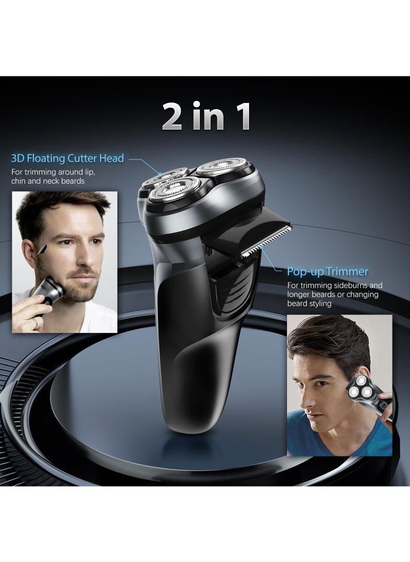 Generic Grey Electric Shavers for Men, Electric Razor for Men,Face Shaver, Cordless Washable Rechargeable Shaving Machines,Pop Up Trimmer for Travel Home, LED Display,Fast Charging  - Image 2