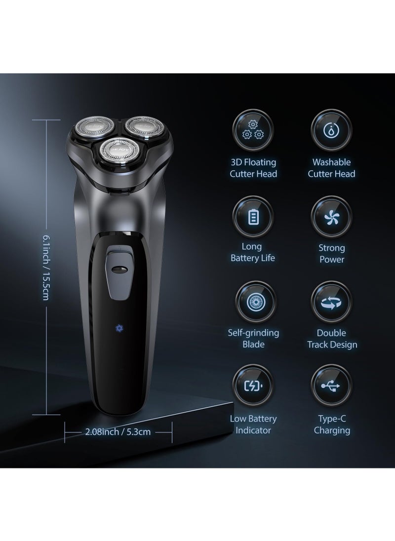 Generic Grey Electric Shavers for Men, Electric Razor for Men,Face Shaver, Cordless Washable Rechargeable Shaving Machines,Pop Up Trimmer for Travel Home, LED Display,Fast Charging  - Image 3