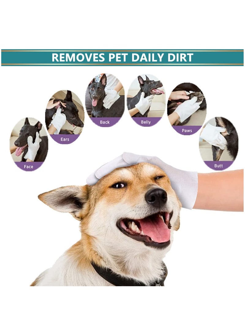 SOLARAE Pet Rinse Free Grooming Gloves, Gentle Deshedding Brush Glove for Face, Ear, Eye, Paws, Pet Body Gloves, Disposable Plant-Based Bath Wipes, Thick Extra, 10Pcs - Image 2