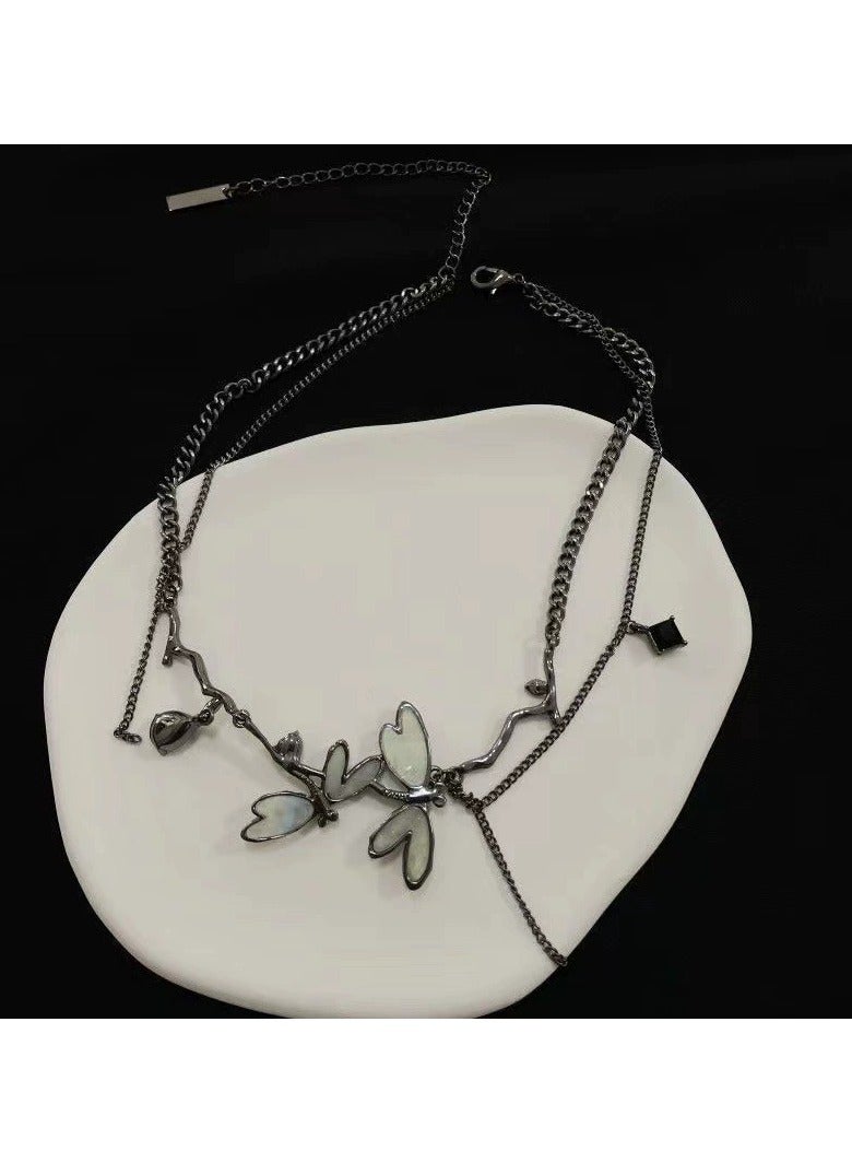 Goolsky Gunmetal Iridescent Dragonfly Choker Necklace – Small Luxury Dark Gothic Clavicle Chain, Edgy Sweet & Cool New Arrival, Streetwear/Party Wear - Image 4