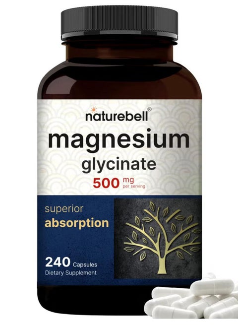 Magnesium Glycinate 500mg 240 Veggie Capsules | Supplement for Sleep, Heart, & Muscle Support