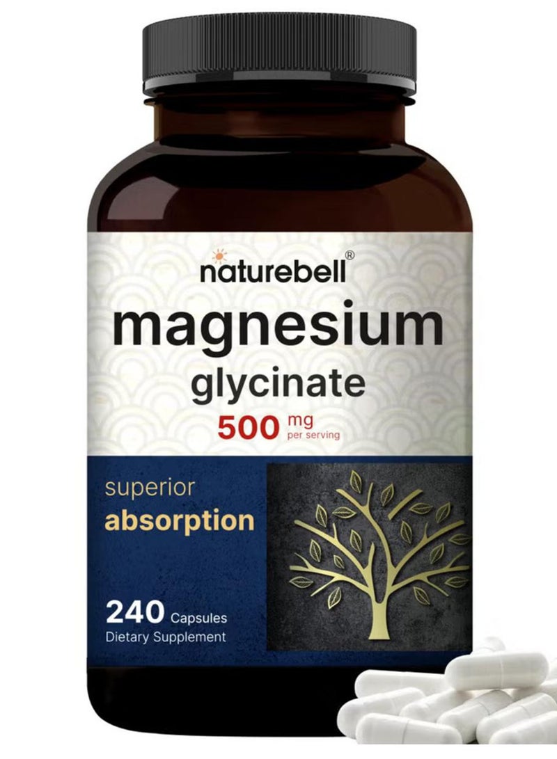 نايتشر بيل Magnesium Glycinate 500mg 240 Veggie Capsules | Supplement for Sleep, Heart, & Muscle Support - Image 1