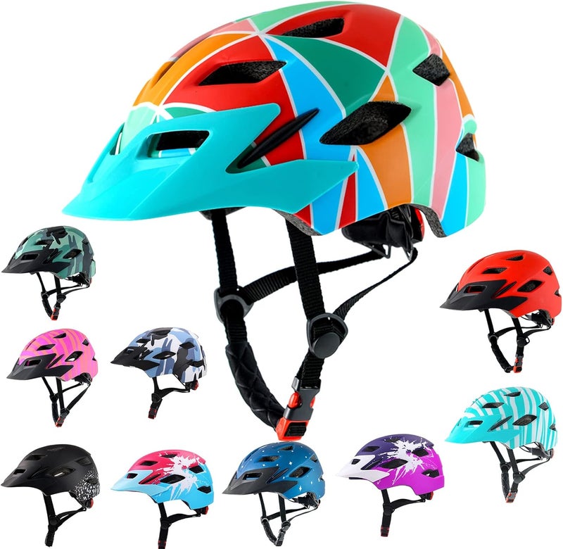 Bavilk Kids Bike Helmet, Kids Boys Girls Bike Helmets with LED Light Detachable Visor Children Youth Teen Multi-Sport for Skating Cycling Scooter Skateboard Adjustable & Lightweight 19.7"-22.4" - Image 1