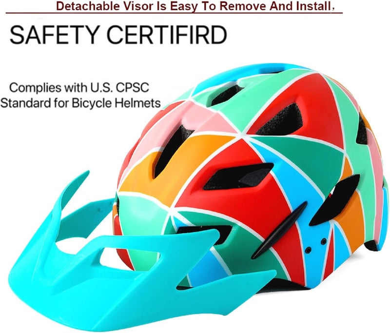 Bavilk Kids Bike Helmet, Kids Boys Girls Bike Helmets with LED Light Detachable Visor Children Youth Teen Multi-Sport for Skating Cycling Scooter Skateboard Adjustable & Lightweight 19.7"-22.4" - Image 3
