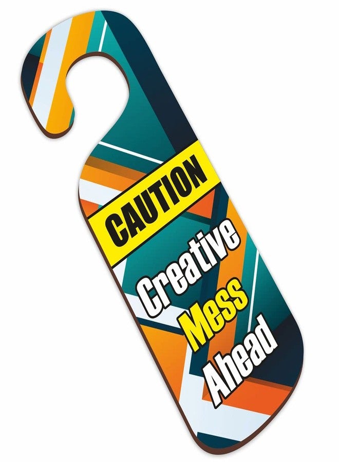 CVANU Creative Mess Ahead (Caution) Wooden Door Sign Hanger Size(24cm x 8.5cm)_cv81 - Image 1