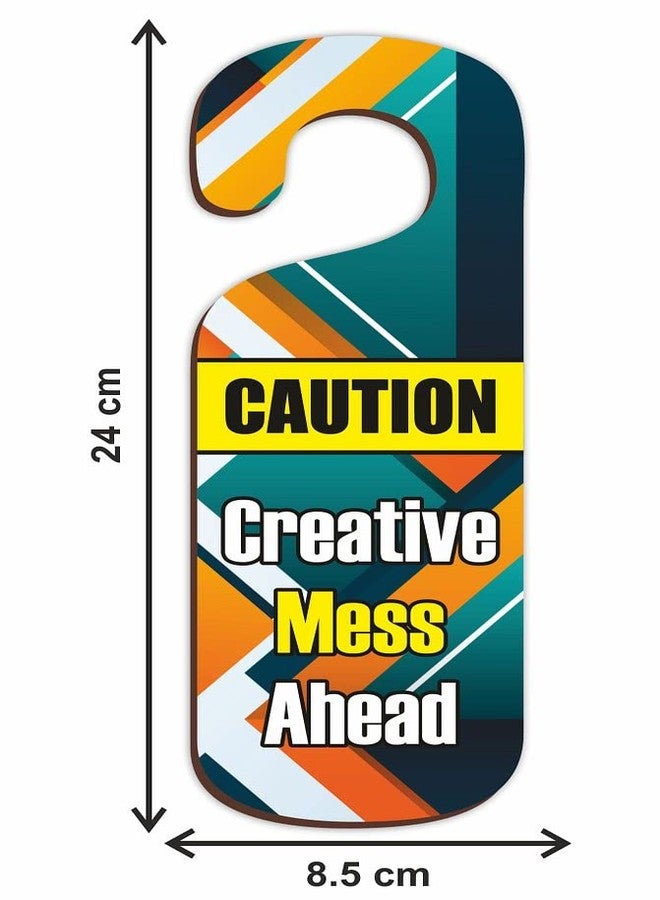 CVANU Creative Mess Ahead (Caution) Wooden Door Sign Hanger Size(24cm x 8.5cm)_cv81 - Image 4