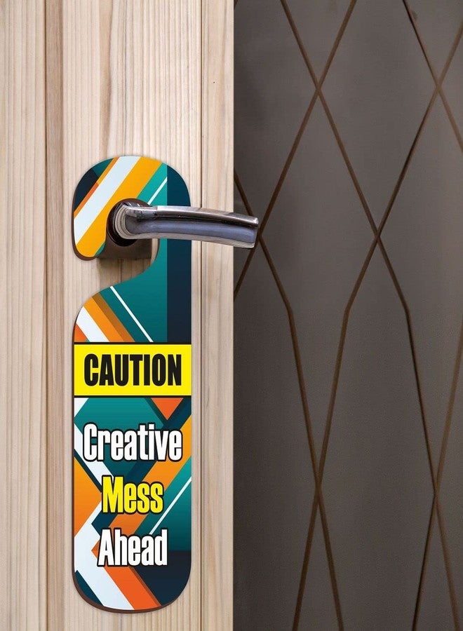 CVANU Creative Mess Ahead (Caution) Wooden Door Sign Hanger Size(24cm x 8.5cm)_cv81 - Image 3