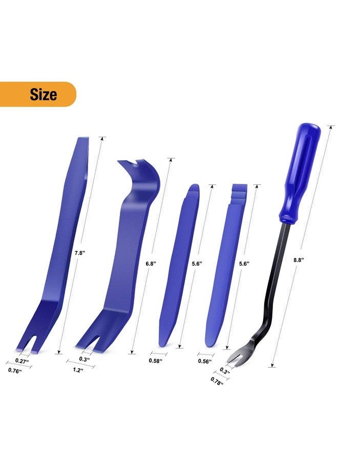 Auto Trim Removal Tool Kit No-Scratch Pry Tool Kit for Car Door Clip Panel & Audio Dashboard Dismantle -5PCS Blue - Image 2