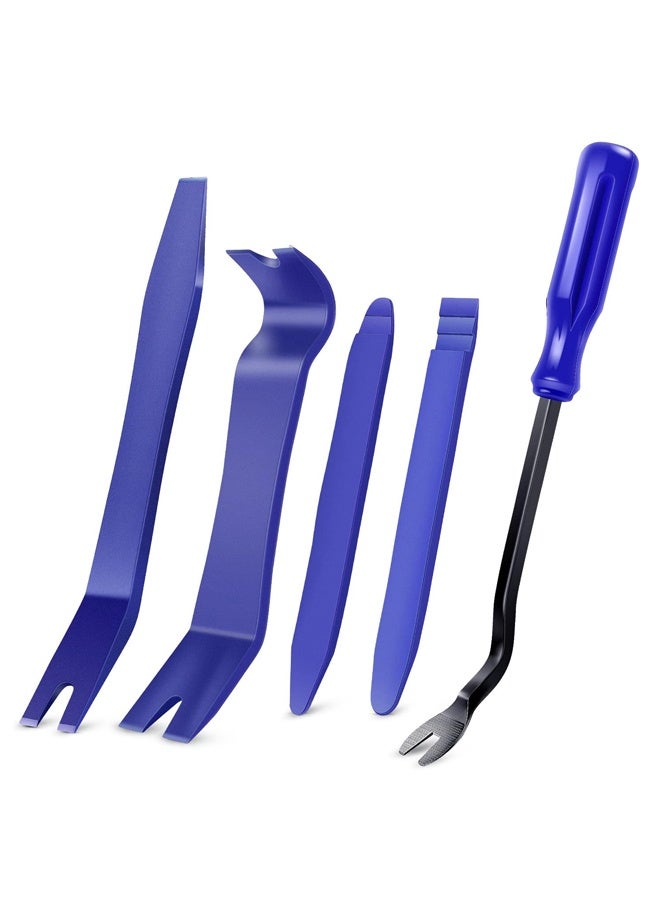 Auto Trim Removal Tool Kit No-Scratch Pry Tool Kit for Car Door Clip Panel & Audio Dashboard Dismantle -5PCS Blue - Image 1