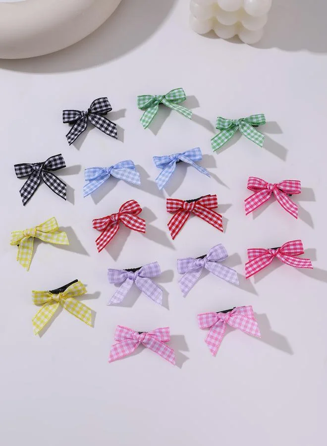 Take Two Take Two Set of 15 - Checked Bow Hair Clip