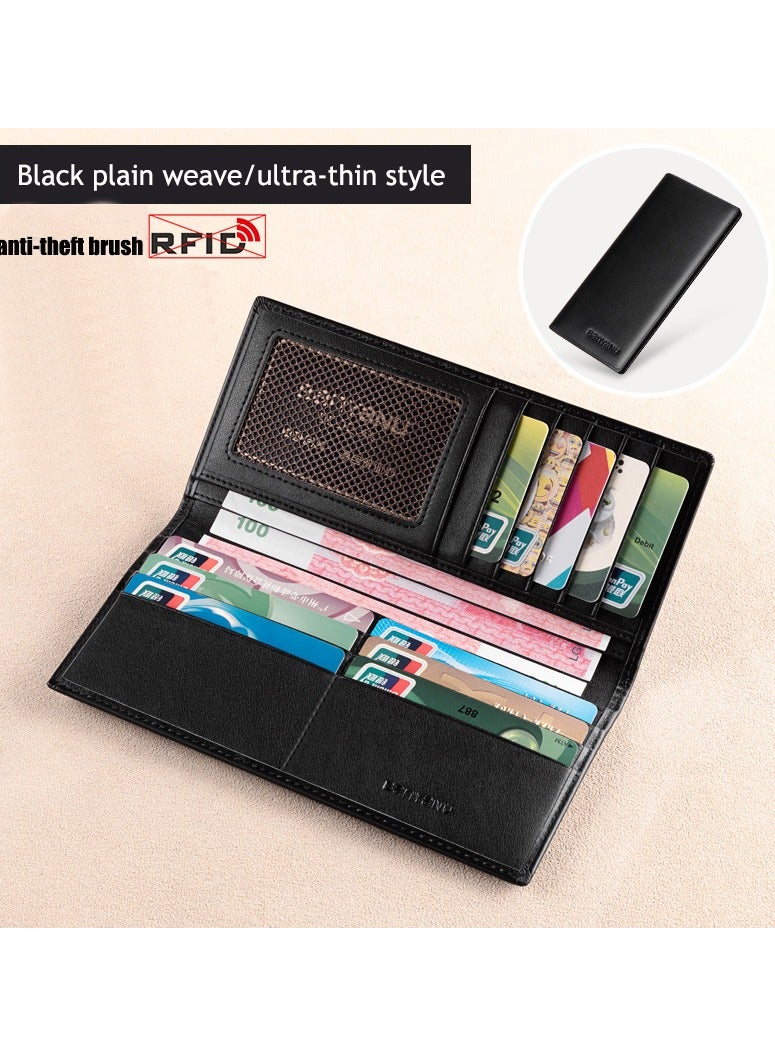 بانيانو محفظة بانيانو طويلة مصنوعة من الجلد الأصلي ، فرشاة رقيقة جدا لمكافحة السرقة ، محفظة جلدية مع طبقة رأس السحاب ، محفظة جلد البقر - Image 1