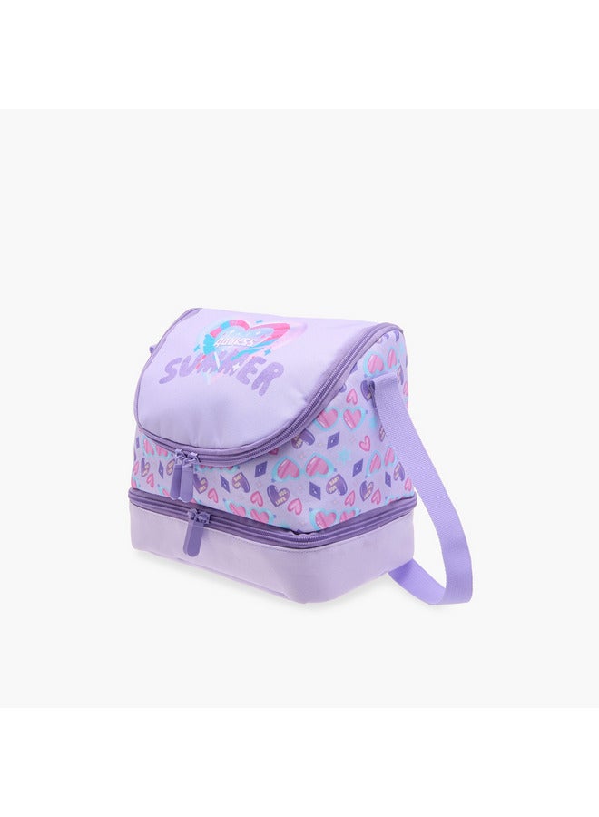 Flora Bella By Shoexpress Girls Heart Print Lunch Bag with Zip Closure  - Image 3