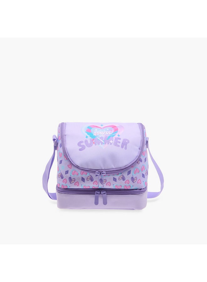 Flora Bella By Shoexpress Girls Heart Print Lunch Bag with Zip Closure  - Image 1