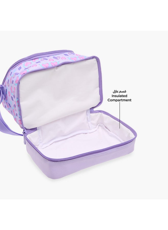 Flora Bella By Shoexpress Girls Heart Print Lunch Bag with Zip Closure  - Image 4