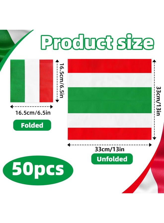 Geodurn 50 Pieces Italy Flag Paper Napkins, Italian Disposable Cocktail Napkins for National Day, Italian-Themed Party, Sports Soccer Matches, Patriotic Holiday, Dinner Table, and Festival Table Decorations - Image 2