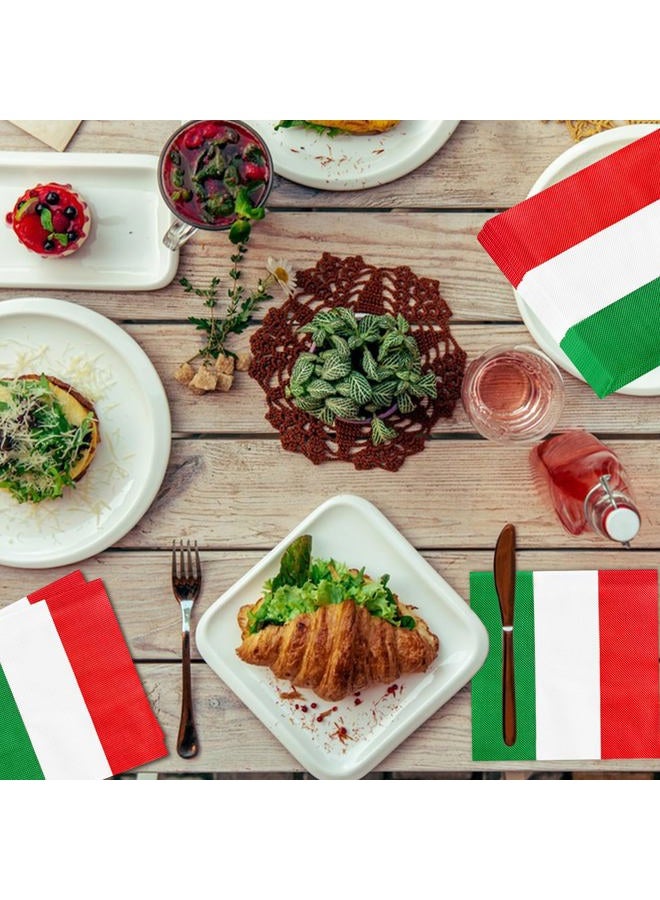 Geodurn 50 Pieces Italy Flag Paper Napkins, Italian Disposable Cocktail Napkins for National Day, Italian-Themed Party, Sports Soccer Matches, Patriotic Holiday, Dinner Table, and Festival Table Decorations - Image 5