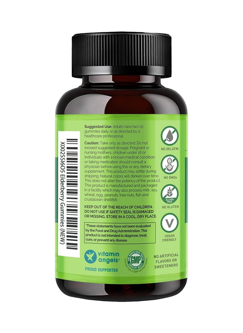 NATURELO - Elderberry Immune Support Gummies Certifien Organic to Support Healthy Immune System Function Dietary Supplement 60 Vegan Friendly Gummies - Image 1