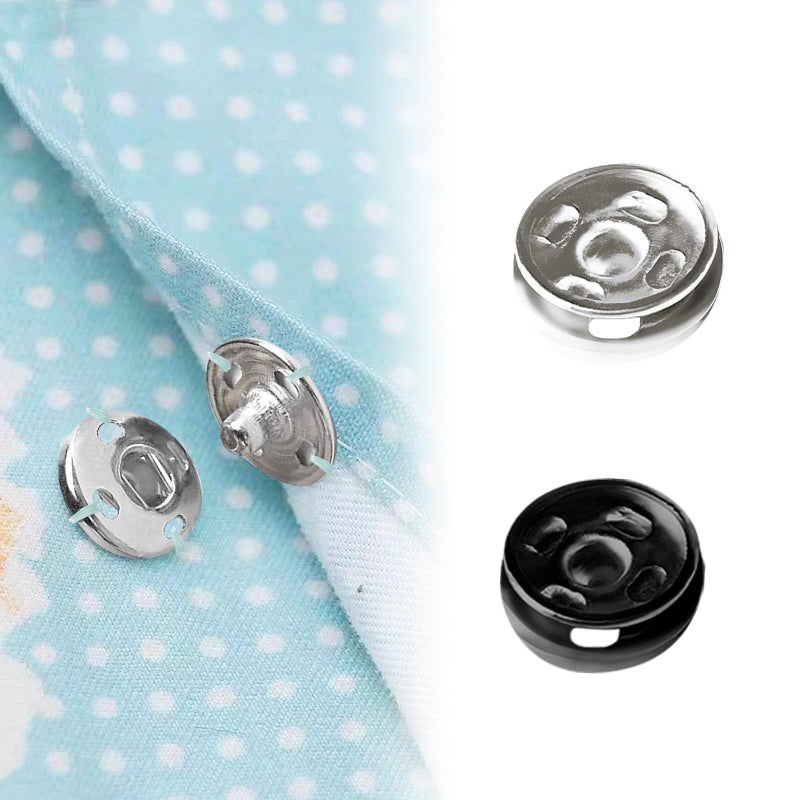 Willrain Sewing Snaps,120 Sets 8 mm and 10 mm,Black and Silver, Sew-on Snap Buttons Metal Snaps Fasteners Press Studs Buttons for Sewing - Image 3