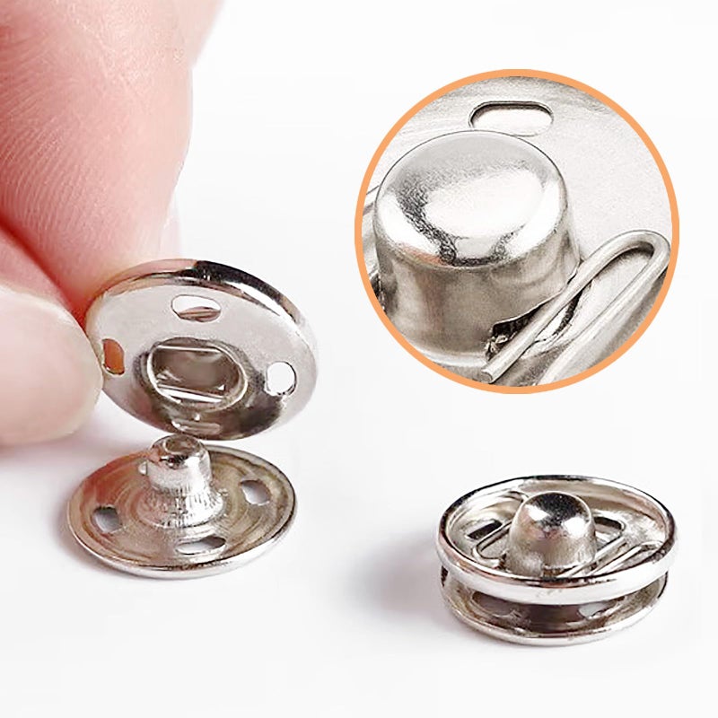 Willrain Sewing Snaps,120 Sets 8 mm and 10 mm,Black and Silver, Sew-on Snap Buttons Metal Snaps Fasteners Press Studs Buttons for Sewing - Image 2