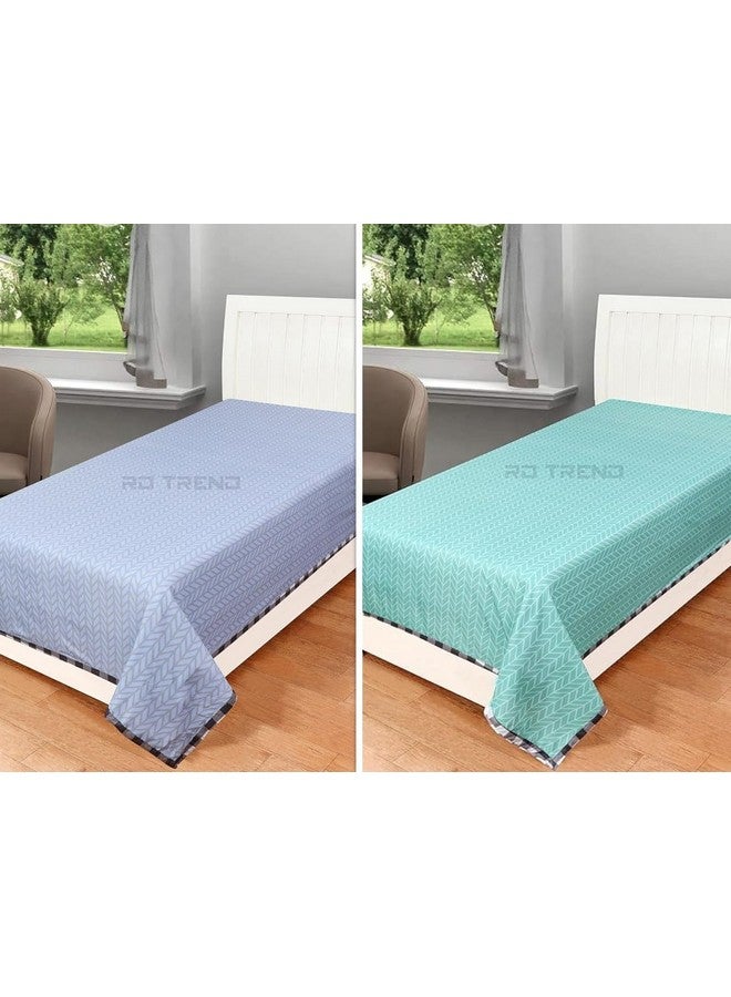 RD TREND Glace Cotton 180 Tc,Solid Single Topsheets Without Pillow Cover(Pack Of 2)-Grey (Blue/Green) - Image 1