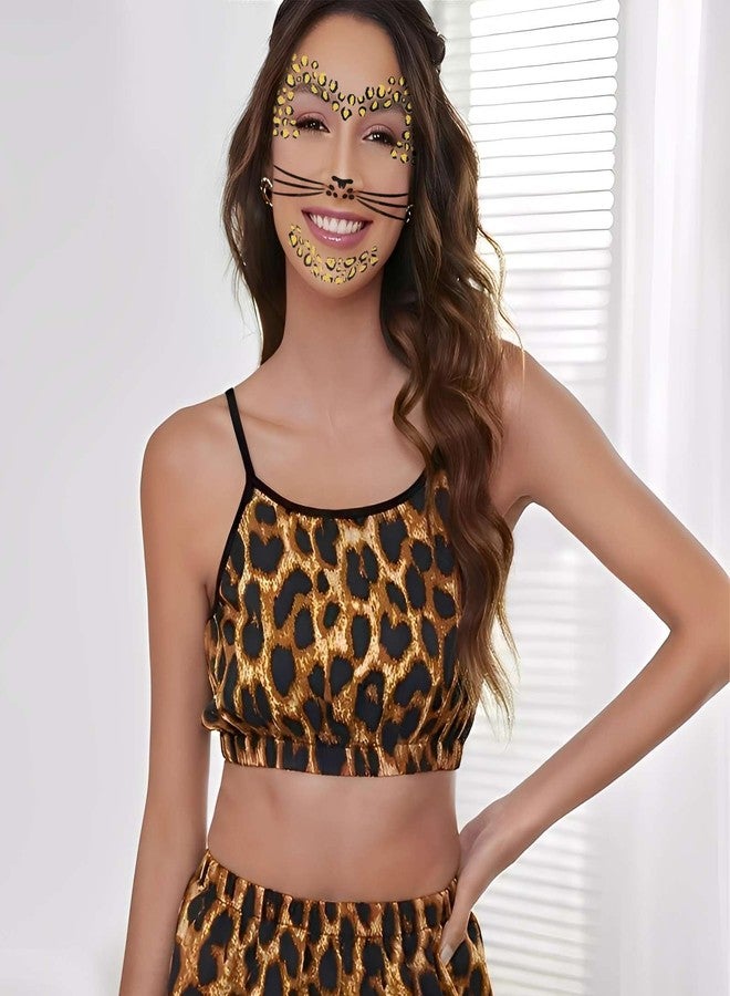 Exlinonline 6Pcs Cheetah Face Stickers, Leopard Skin Face Tattoos for Women, Perfect for Halloween Costume Parties Cheetah Makeup - Image 5