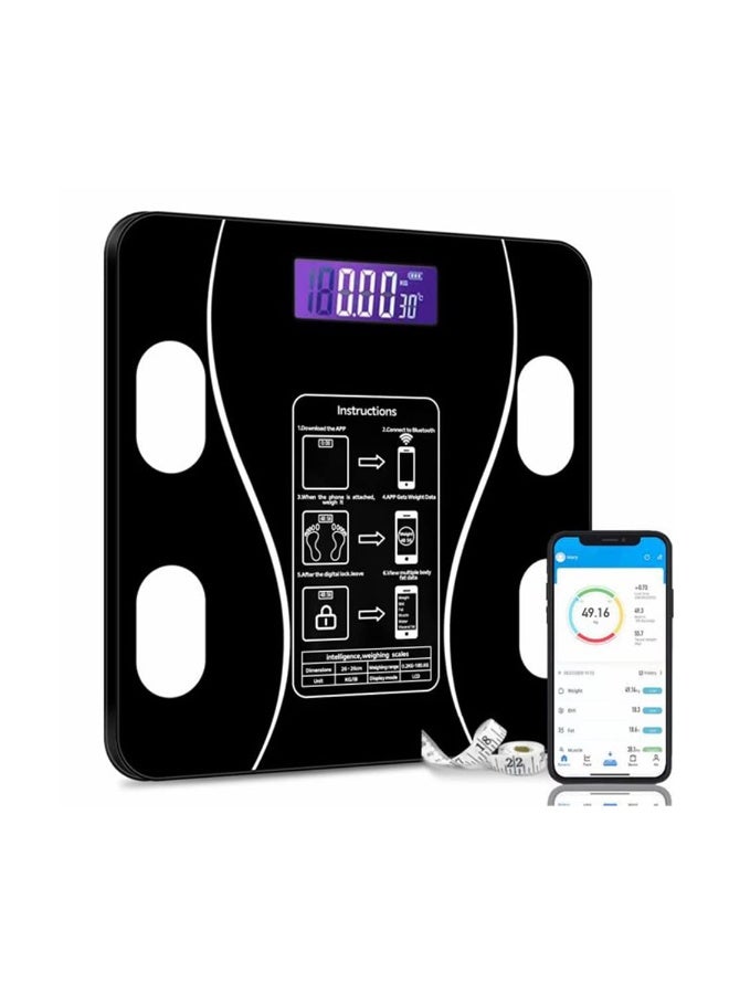 ميزان رقمي لقياس وزن الجسم مع مؤشر كتلة الجسم وكتلة العضلات | ميزان ذكي بتقنية البلوتوث لقياس تكوين الجسم، والدهون، والماء، والعظام، وغيرها | جهاز تتبع اللياقة البدنية للاستخدام المنزلي - Image 2