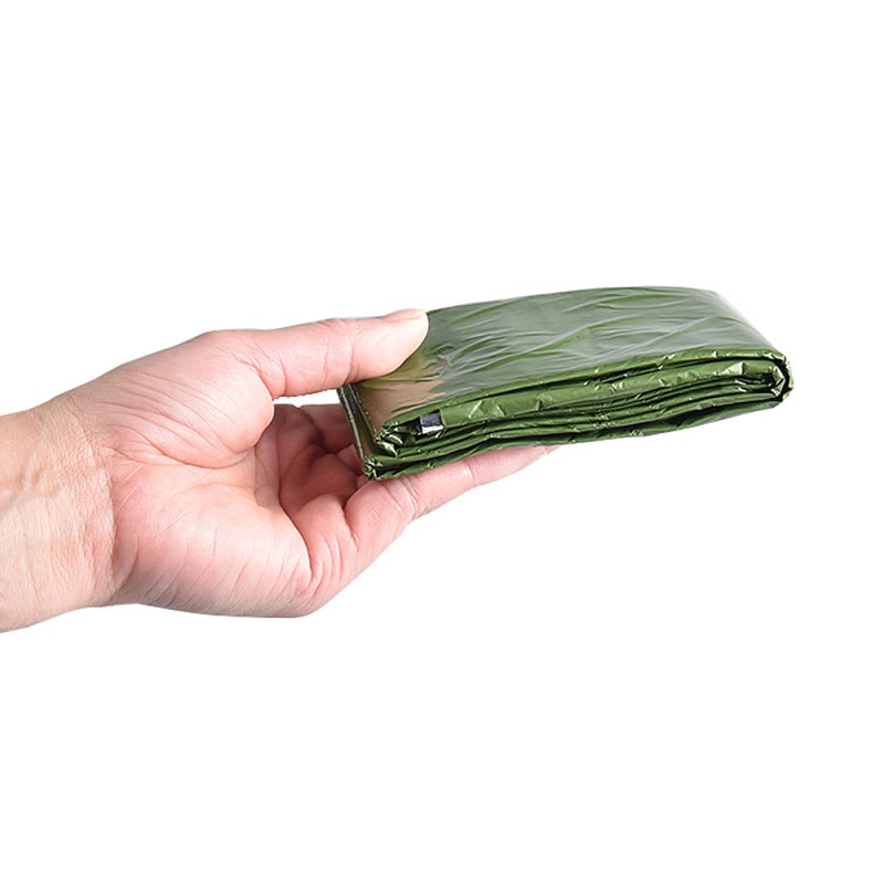 Sleeping Bag: 3.5 Oz Lightweight Aluminized PE Heat Retention Emergency Blanket - Compact Storage Highly Visible Army Green for Outdoor Camping Hiking Backpacking Survival - Image 5