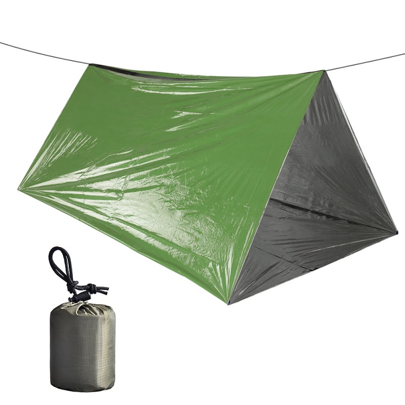 Sleeping Bag: 3.5 Oz Lightweight Aluminized PE Heat Retention Emergency Blanket - Compact Storage Highly Visible Army Green for Outdoor Camping Hiking Backpacking Survival - Image 2