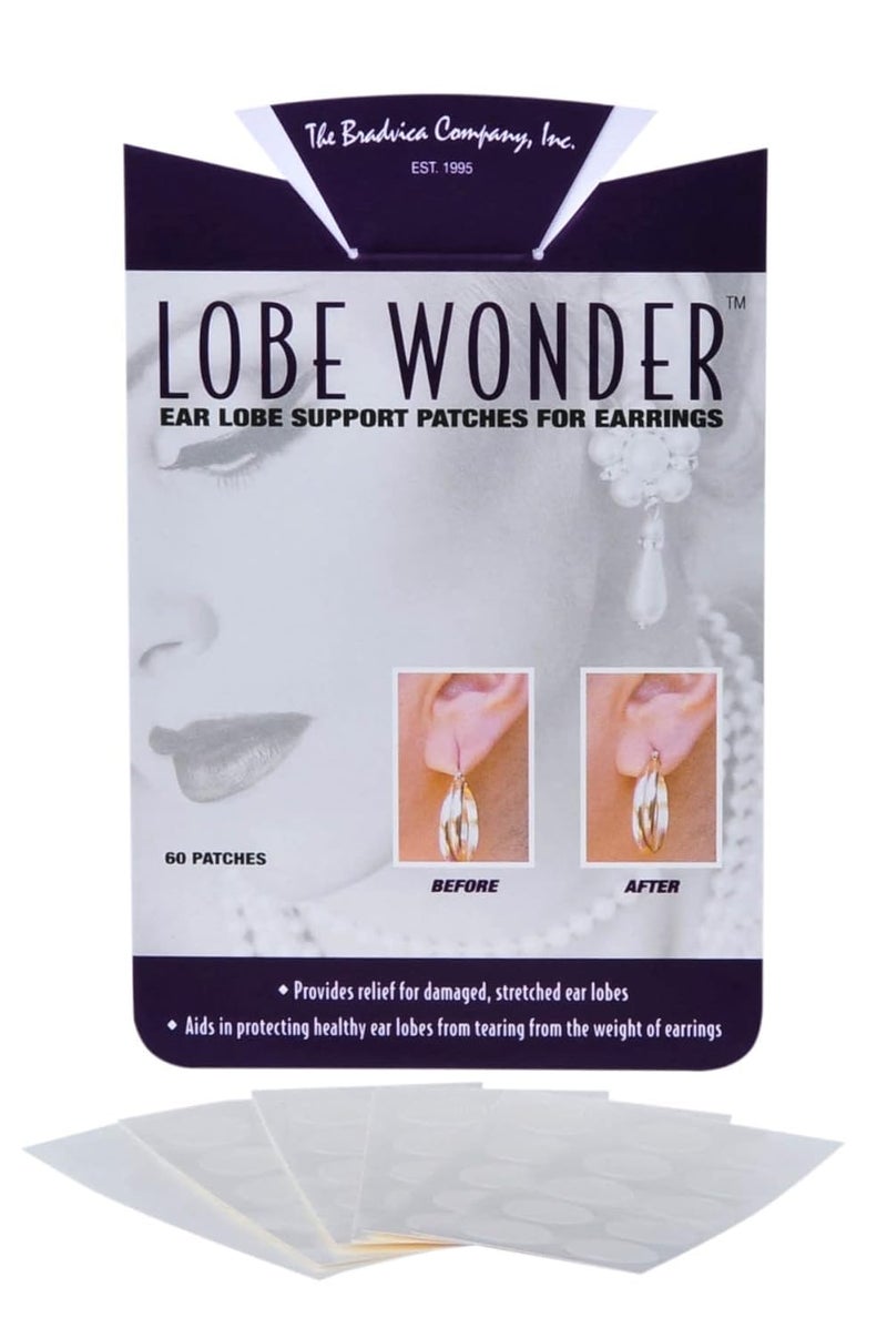Lobe Wonder The ORIGINAL Ear Lobe Support Patch for Pierced Ears Eliminates the Look of Torn or Stretched Piercings Protects Healthy Ear Lobes from Tearing 120 Patches Clear LatexFree