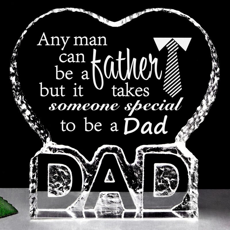 ZHSHWAT Fathers Birthday Day Gifts for DadEngraved Crystal Decorations Gift for Dad  Fathers Day  Birthday Gift from Daughter or Son Daddy Keepsake Decor with Unique Artwork