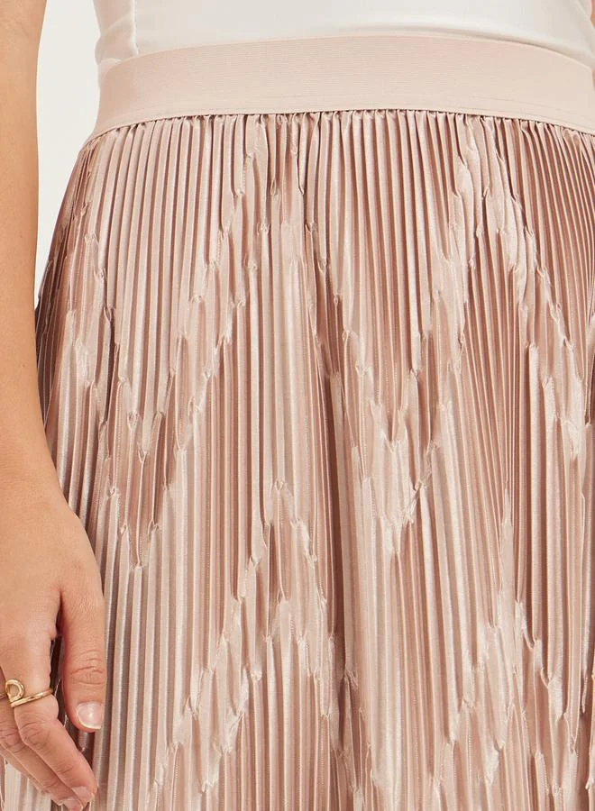Styli Plisse Elasticated Waistband Midi Skirt