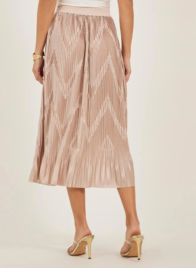 Styli Plisse Elasticated Waistband Midi Skirt
