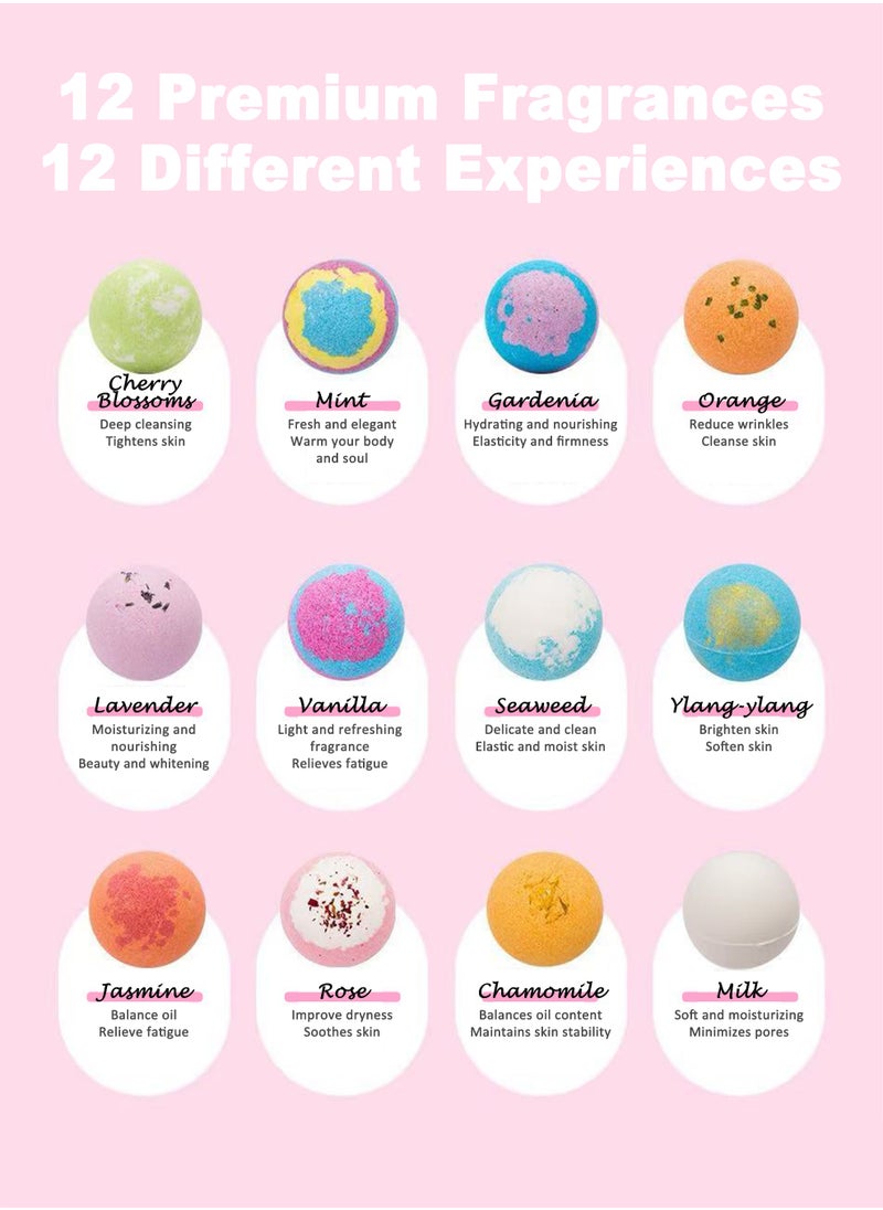 Chillspace - 12Pcs Bath Bombs Gift Set for Women Men and Kids Long Lasting Floaters Relaxing Aromatherapy, Dry Skin Moisturize, Large Organic & Natural Essential Oil Handmade Bubble Bath Bombs, Healing Properties - Image 1