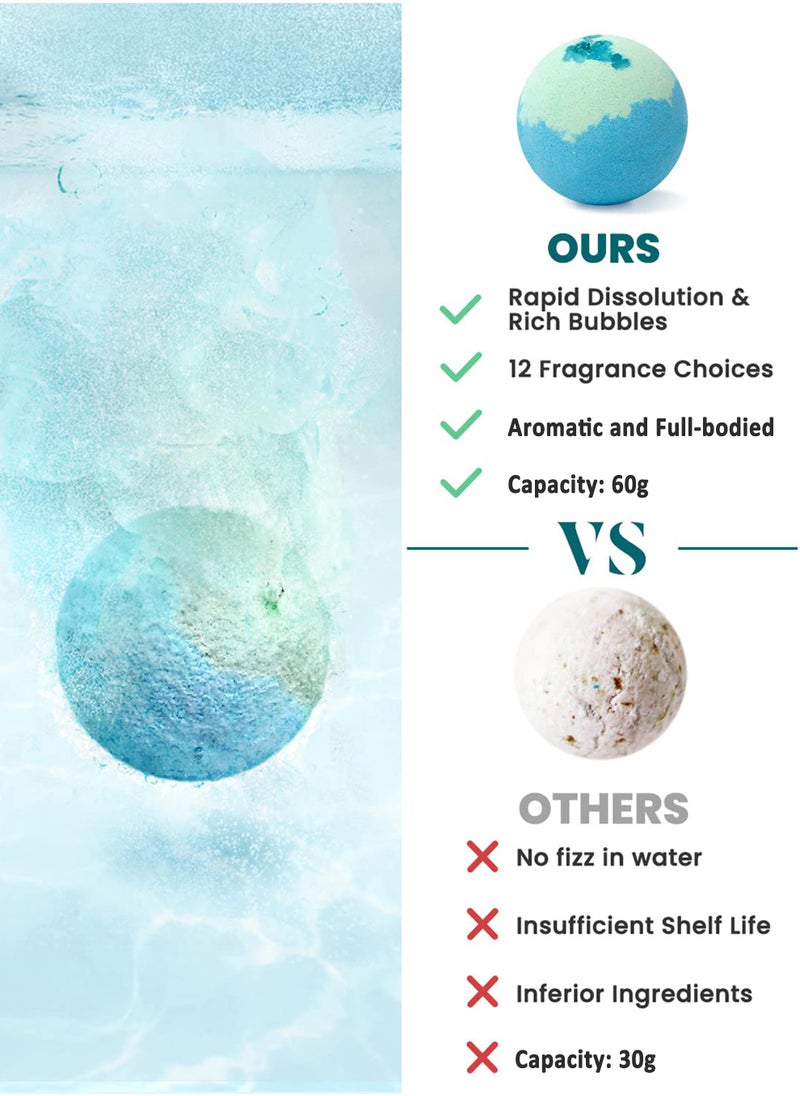 Chillspace - 12Pcs Bath Bombs Gift Set for Women Men and Kids Long Lasting Floaters Relaxing Aromatherapy, Dry Skin Moisturize, Large Organic & Natural Essential Oil Handmade Bubble Bath Bombs, Healing Properties - Image 1