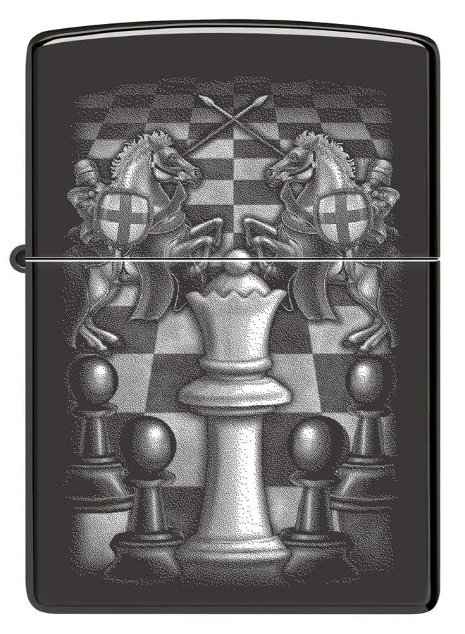 Zippo Chess Design High Polish Black Pocket Lighter - Image 3
