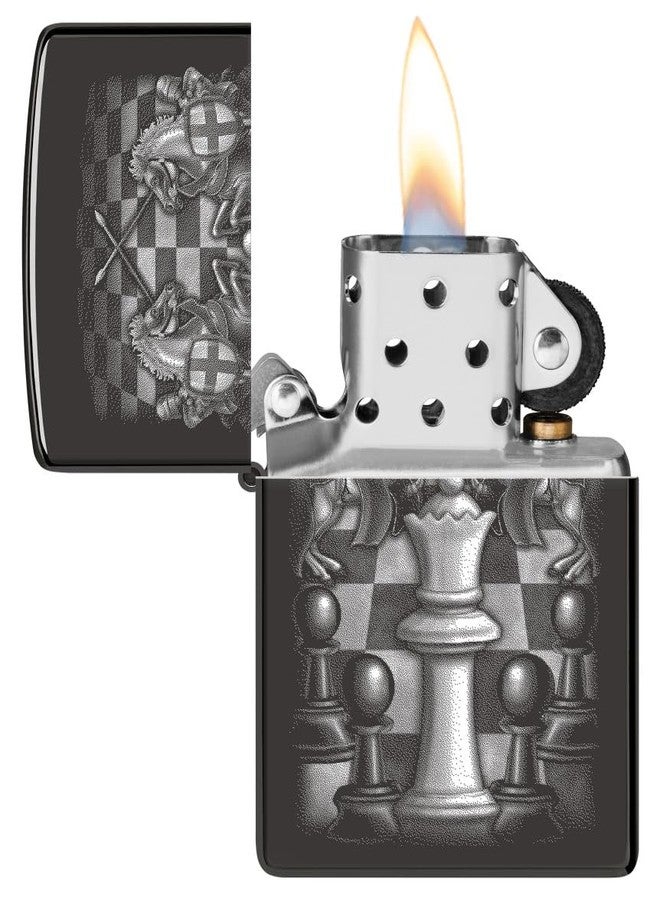Zippo Chess Design High Polish Black Pocket Lighter - Image 4