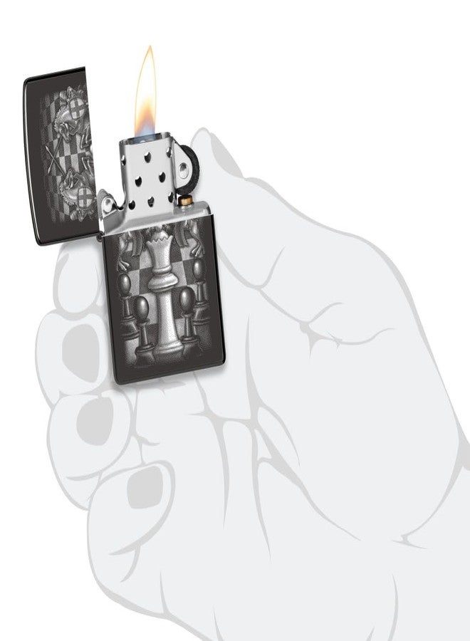 Zippo Chess Design High Polish Black Pocket Lighter - Image 5