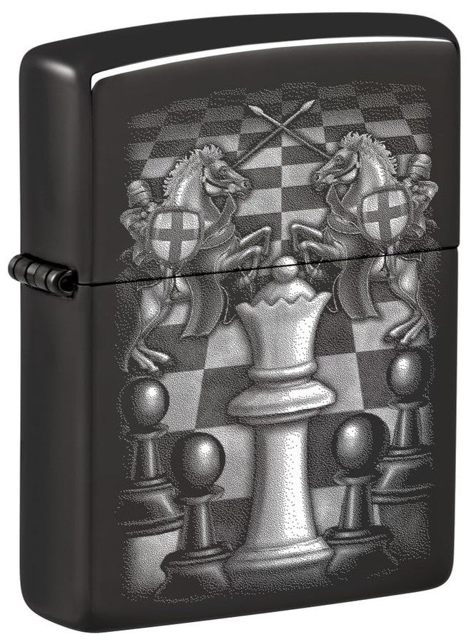 Zippo Chess Design High Polish Black Pocket Lighter - Image 1