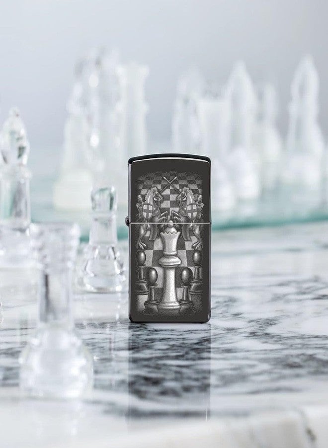 Zippo Chess Design High Polish Black Pocket Lighter - Image 2