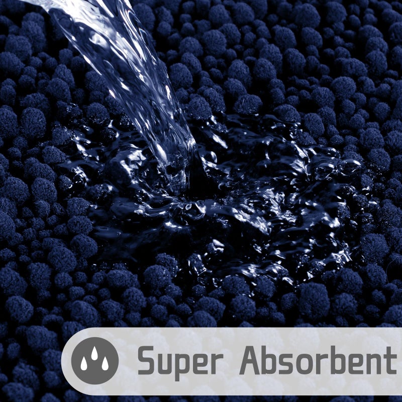 Yimobra Bath Rug Mat  32 x 20  Soft Shaggy Chenille Bathroom Rugs  Large Size  Super Absorbent & Thick  Non-Slip  Machine Washable Bathroom mat  Bath Mats for Bathroom  Tub & Shower  Navy Blue - Image 3