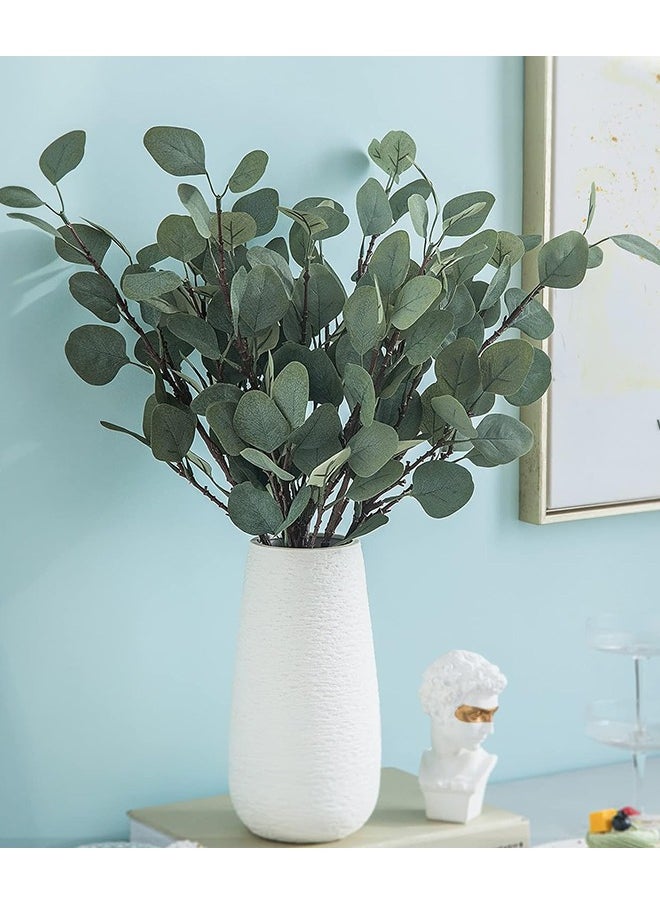 Generic - Artificial Eucalyptus Leaves, 3 Pcs Faux Dried Silver Dollar Eucalyptus Garland Branches Stems, Fake Greenery Decor Plastic Plants for Decoration (65cm Tall, Grey Green) - Image 1
