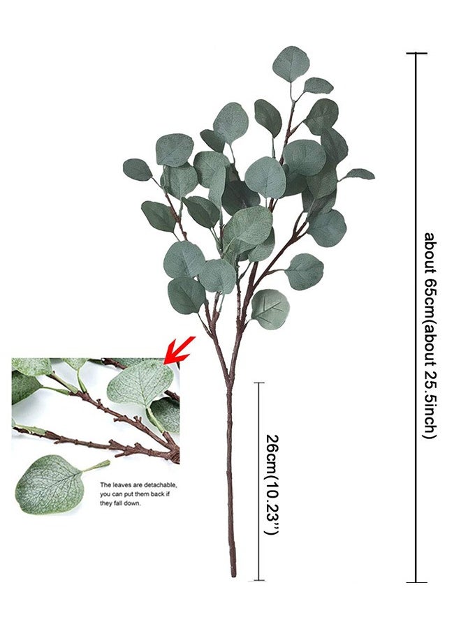 Generic - Artificial Eucalyptus Leaves, 3 Pcs Faux Dried Silver Dollar Eucalyptus Garland Branches Stems, Fake Greenery Decor Plastic Plants for Decoration (65cm Tall, Grey Green) - Image 1
