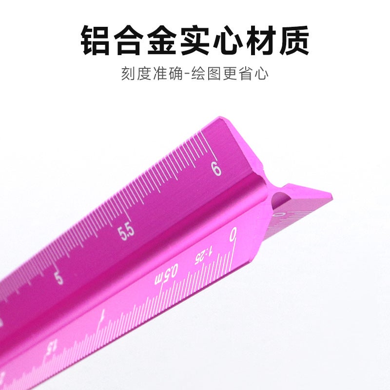 Triangular Ruler 2-Piece Black Aluminum Alloy - Extreme Durability Accurate Dual-Scale Measurement Non-Slip Design Drafting Tool for Engineers Architects Students Technical Drawing - Image 2