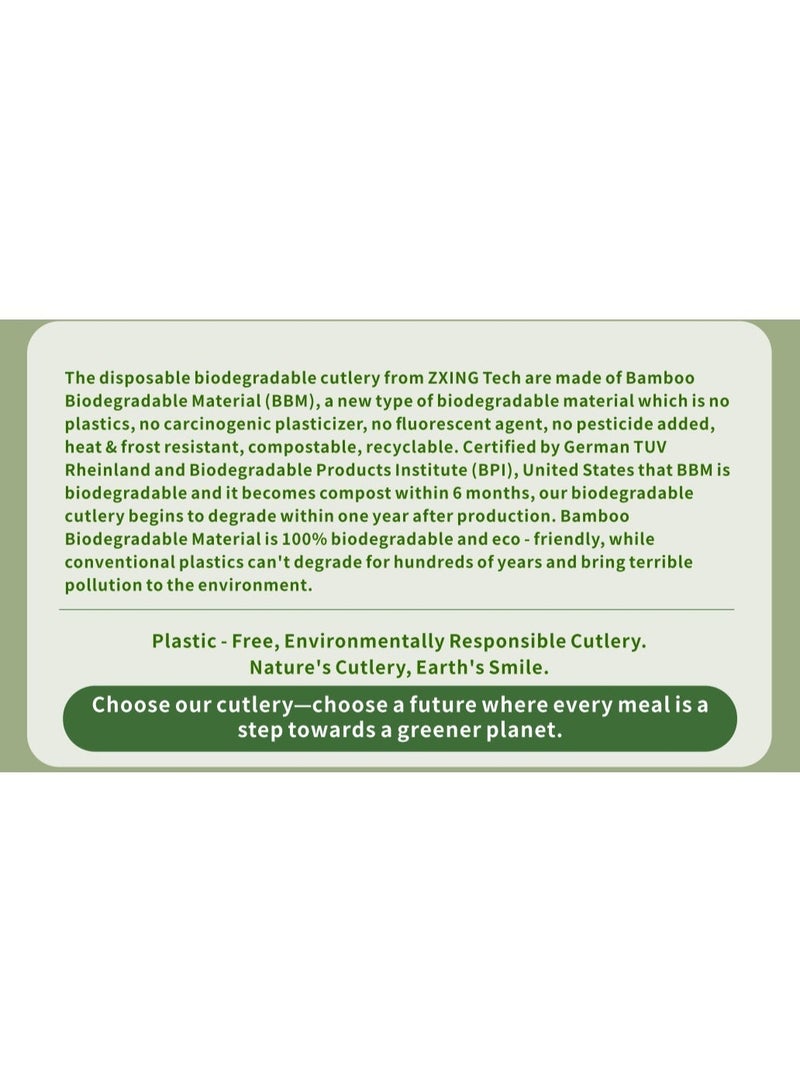 Eco ZXING Cutlery Gift Premium Eco-Friendly Luxury Biodegradable Bamboo Party Tableware Set 150 Count 7 Inch Disposable Knives, Forks, Spoons (Brown, Food Grade Bamboo Fiber, Plastic Free, Non - Toxic, 100% Biodegradable & Compostable) for Wedding, Birthday, Picnic & All Event Celebrations, Gift - Image 3