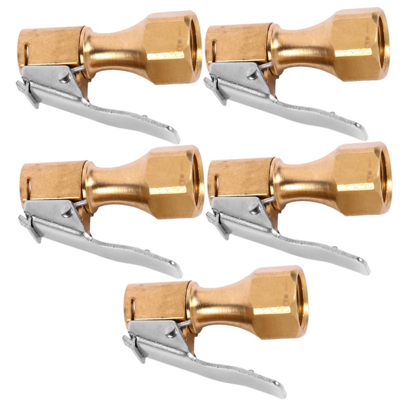 5pcs Inflatable Tire Chuck For Air Compressor Accessories With Pressure Gauge Heavy Duty No Thread Fixation - Image 2
