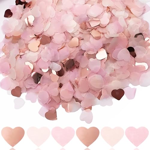 BharatBazaar 2000 Pcs Confetti, Birthday Decoration, Heart Shaped Paper Confetti for Weddings, Valentine, Anniversaries - Eco-Friendly Pink Hearts Paper for Table Decor, Hearts Hen Party Table Decoration - Image 1