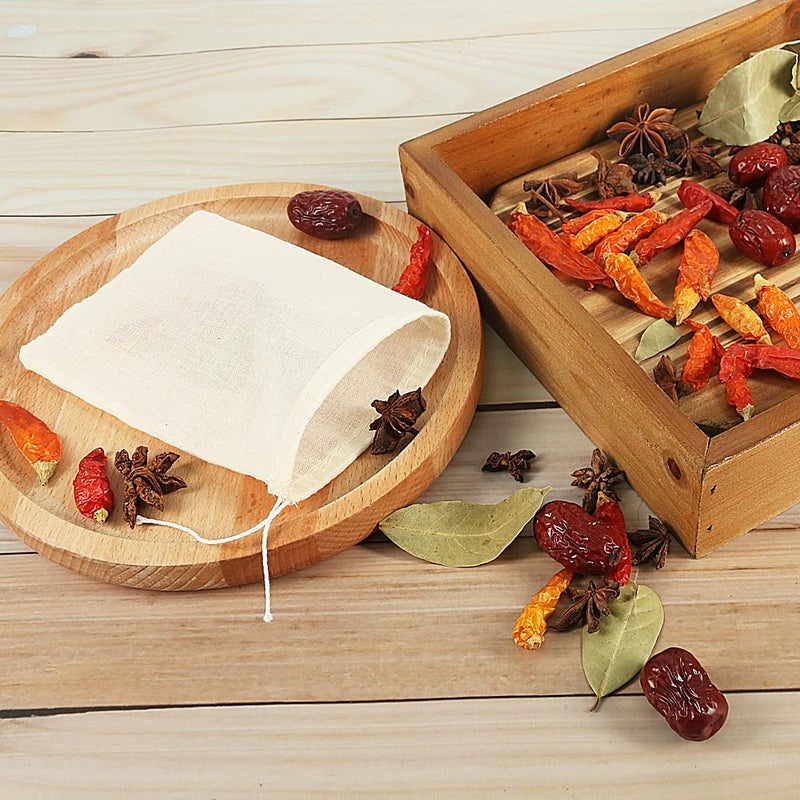 YQL Spice Bags for Cooking - 30 Reusable Cotton Bags (4x6 Inch), Muslin Drawstring Tea Filter & Cheesecloth Strains - Image 5