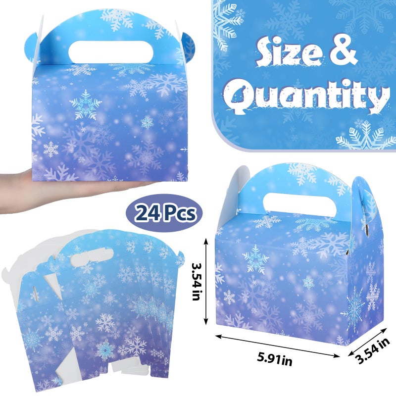 ReliThick 24 Pcs Snowflake Party Favor Bags Boxes Blue and Purple Snowflake Paper Gift Boxes Candy Treat Goodie Bags for Winter Themed Wonderland Birthday Party Supplies Decorations - Image 2